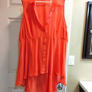 Orange Chiffon Babydoll Tunic